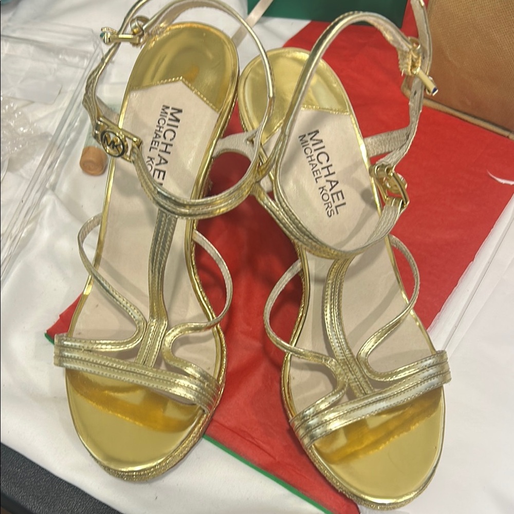 Michael Kors Gold Strappy Sandals